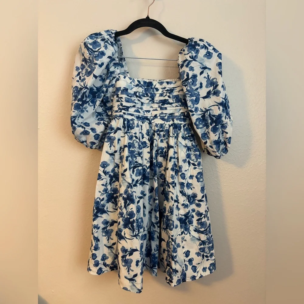 Abercrombie & Fitch Emerson Poplin Puff Sleeve Mini Dress Floral XXS Petite - Picture 2 of 4